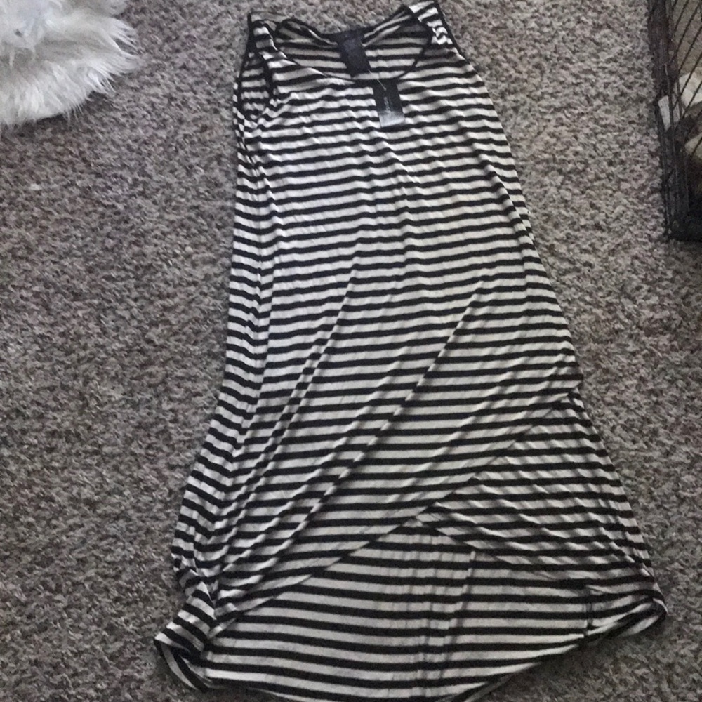 Black and white strip dress